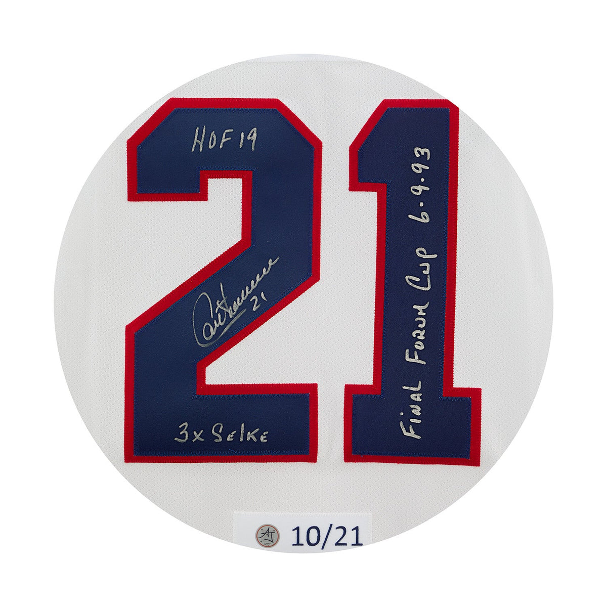 Guy Carbonneau Montreal Canadiens Signed & Inscribed Vintage CCM Jersey #10/21 product image 3, provided for visual