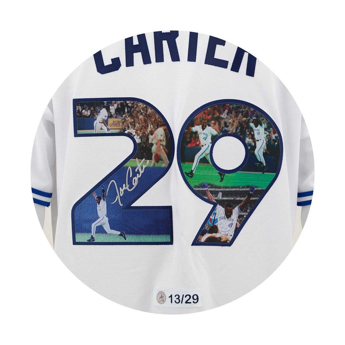 Joe Carter Signed Toronto Blue Jays World Series Home Run Art Jersey #13/29 product image 3, provided for visual reference