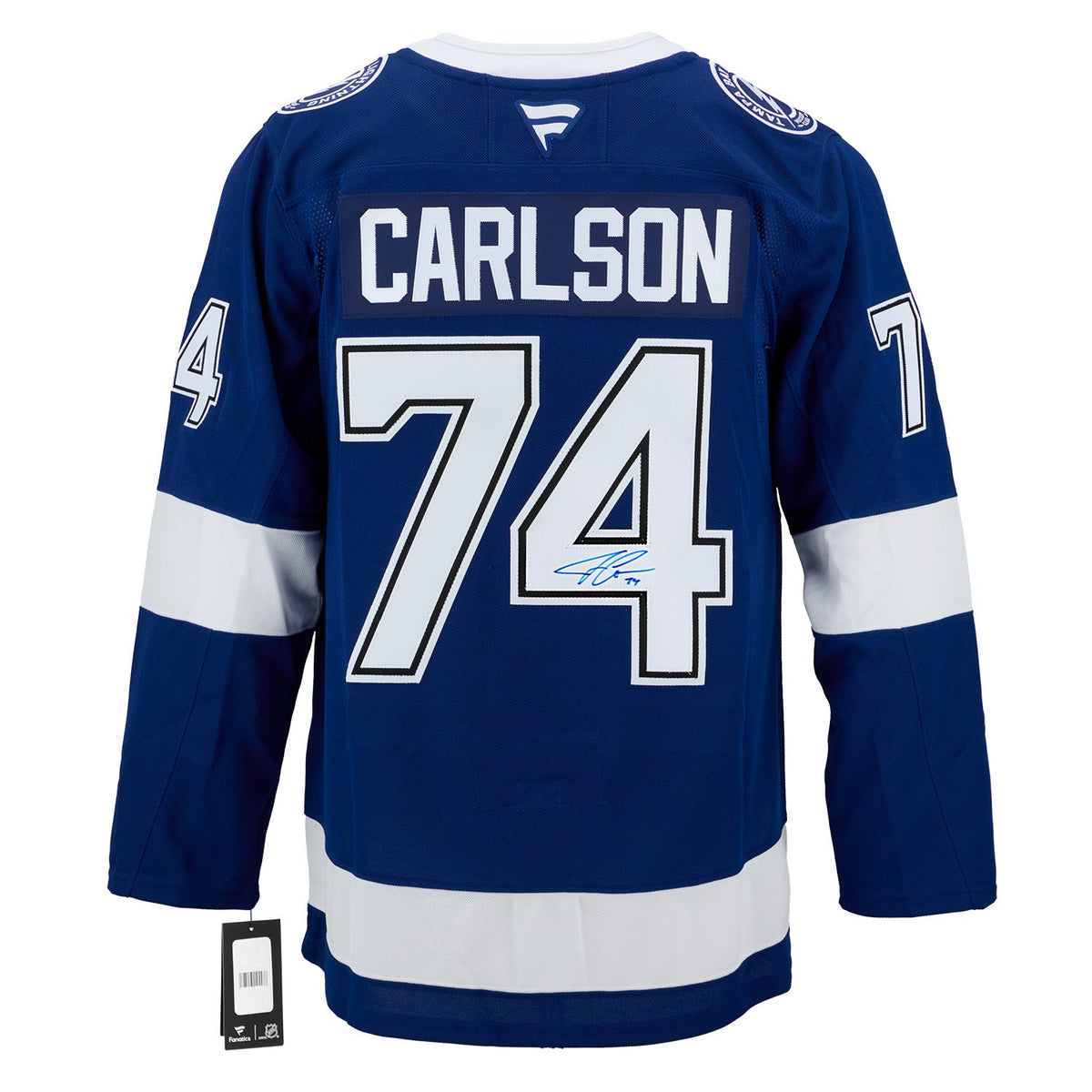 John Carlson Autographed Tampa Bay Lightning Fanatics Premium Jersey product image 1, provided for visual reference and
