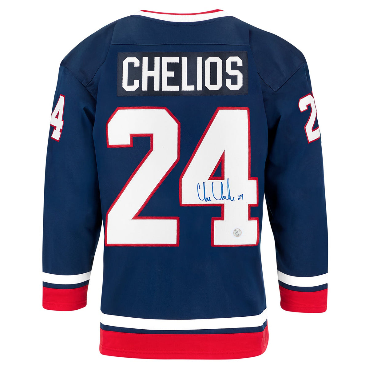 Chris Chelios Autographed Team USA Custom Hockey Nation Jersey product image 1, provided for visual reference and product