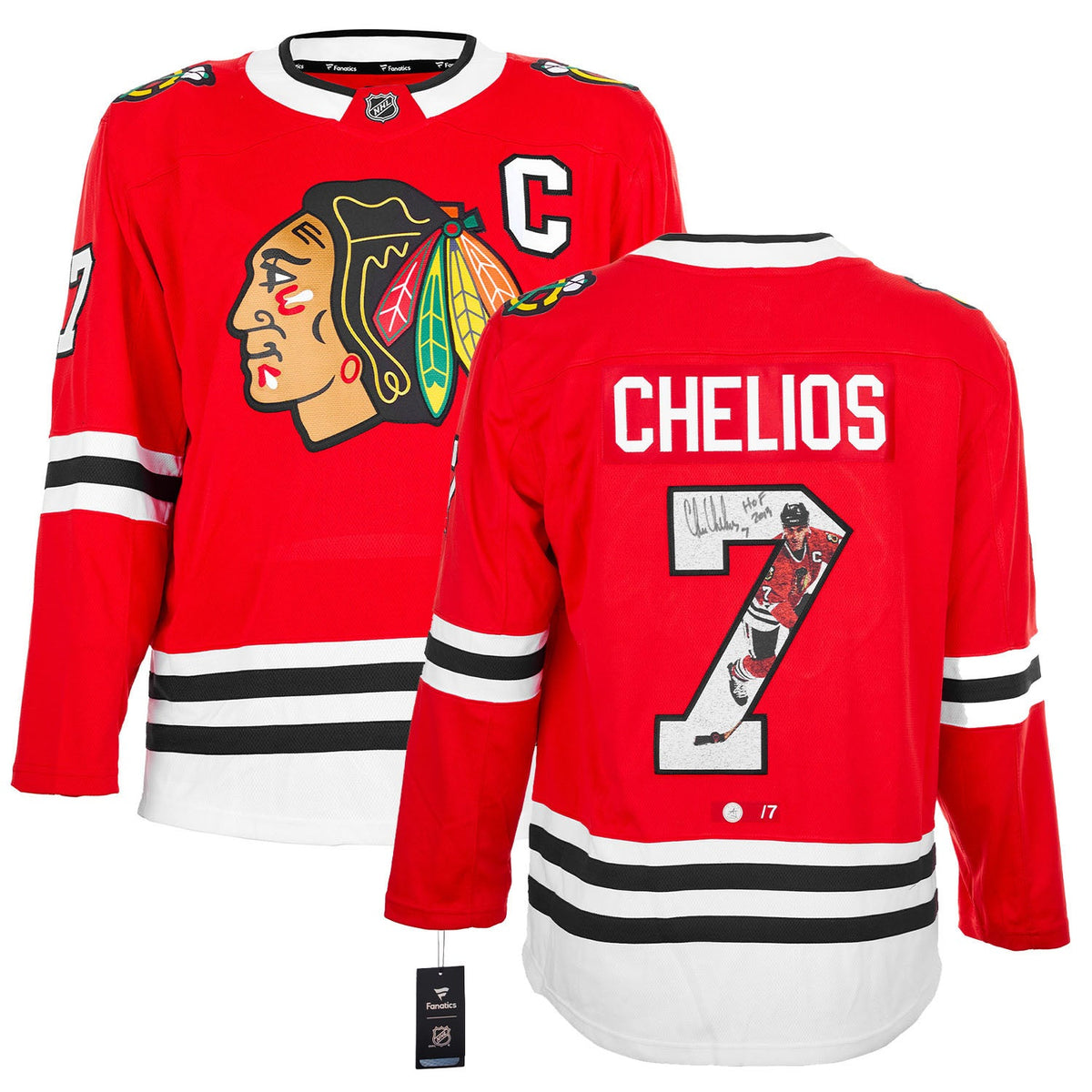 Chris Chelios Signed Chicago Blackhawks Graphic Art Fanatics Jersey #/7 product image 3, provided for visual reference and
