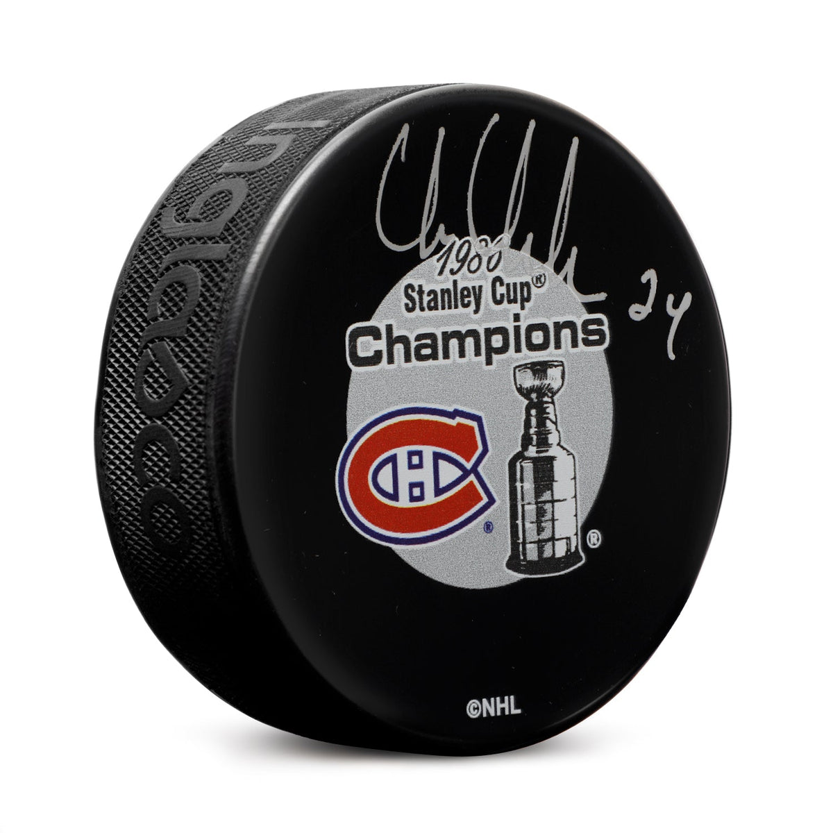 Chris Chelios Autographed Montreal Canadiens 1986 Stanley Cup Puck product image 1, provided for visual reference and