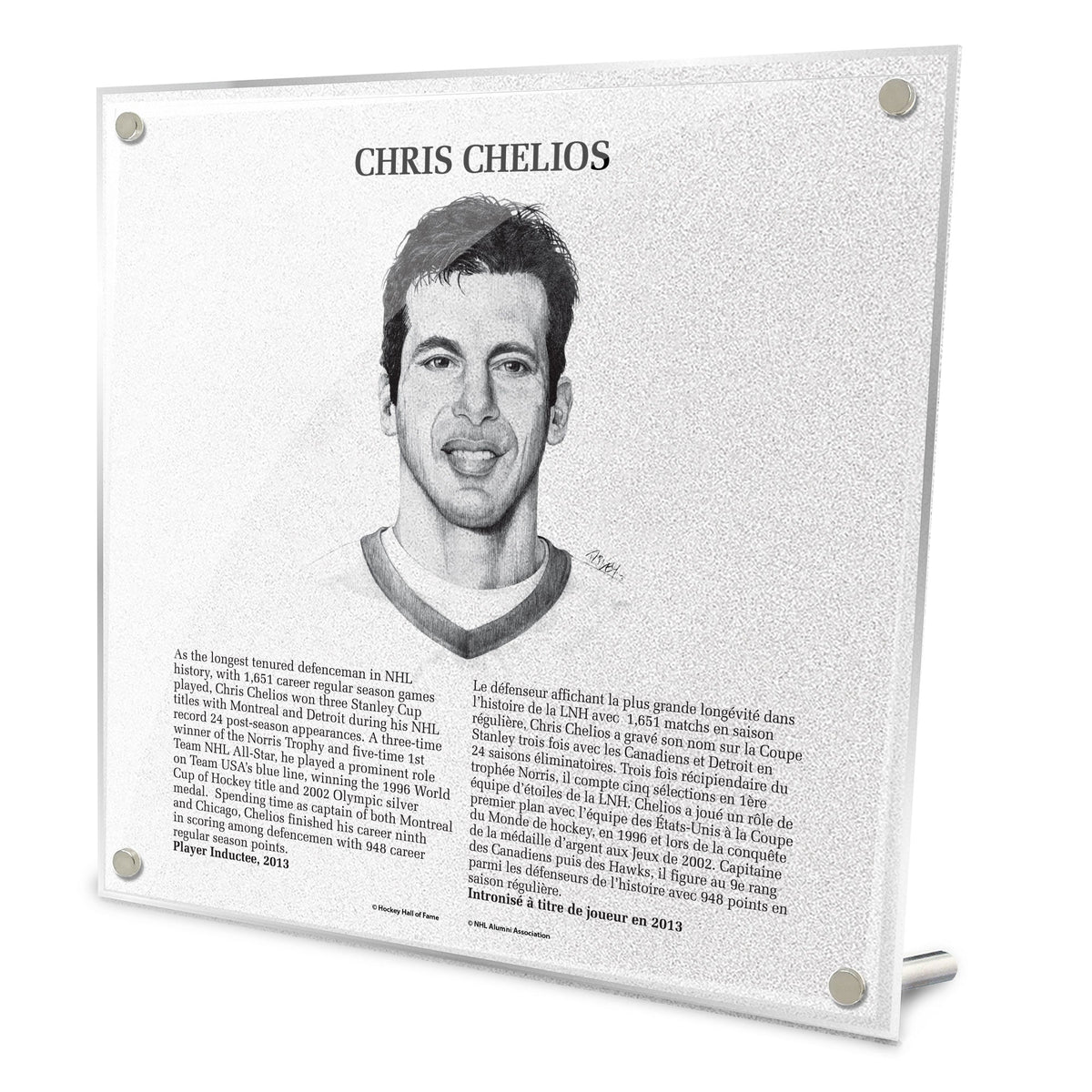 Chris Chelios Replica Hockey Hall of Fame Plaque product image 1, provided for visual reference and product detail review
