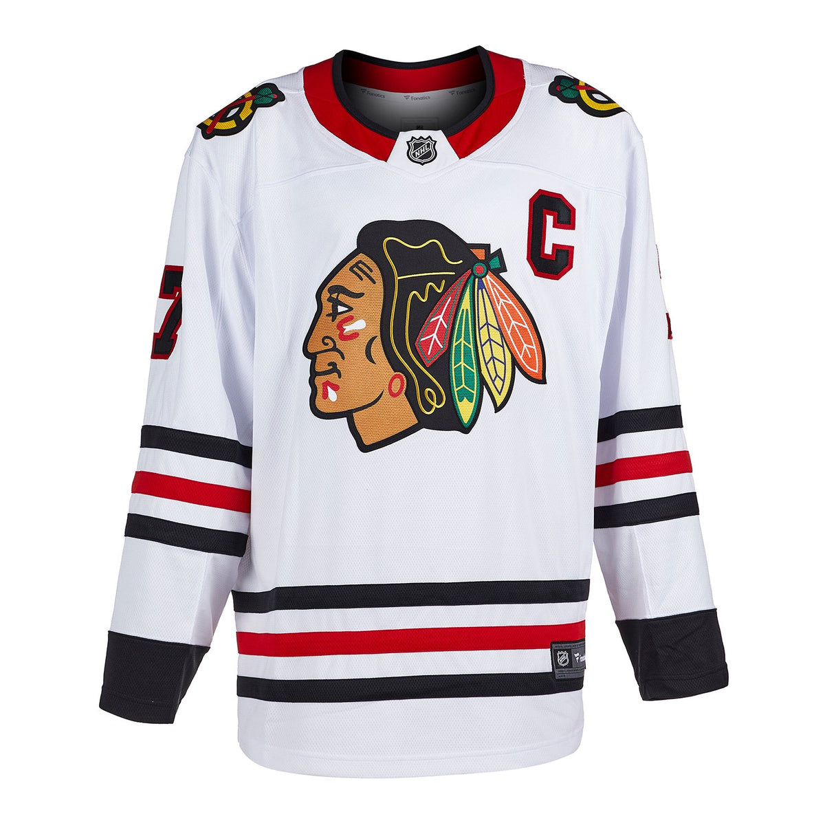 Chris Chelios Signed Chicago Blackhawks White Fanatics Breakaway Jersey product image 2, provided for visual reference and