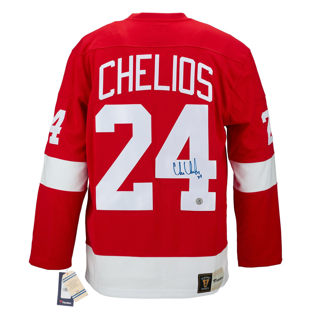 Chris Chelios Signed Detroit Red Wings Throwback Breakaway Jersey product image 1, provided for visual reference and product