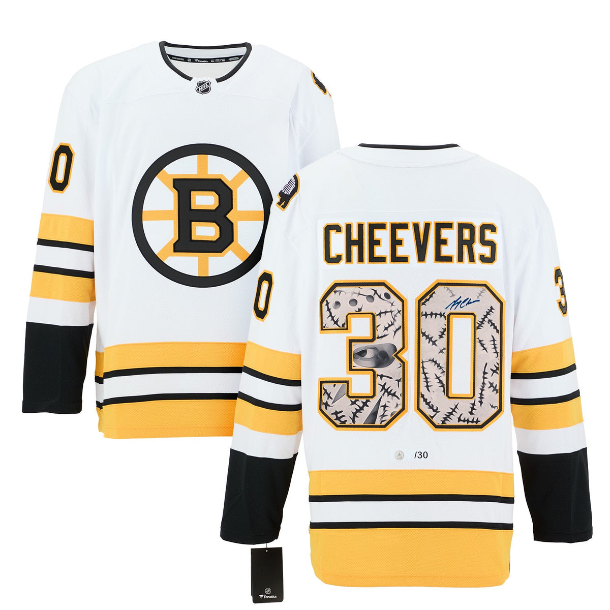 Gerry Cheevers Signed Boston Bruins Stitched Mask Art Jersey #/30 product image 3, provided for visual reference and product