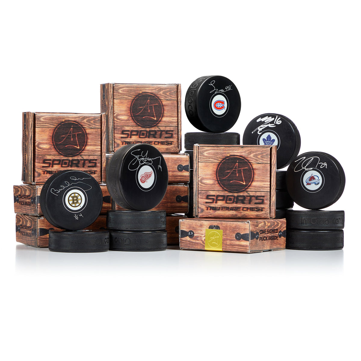 AJ Sports Hockey Heroes Signature Powerplay Puck Treasure Chest product image 1, provided for visual reference and product