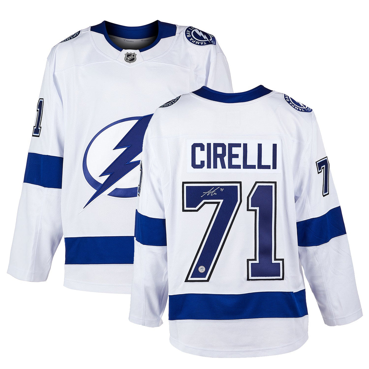 Anthony Cirelli Signed Tampa Bay Lightning White Fanatics Breakaway Jersey product image 3, provided for visual reference