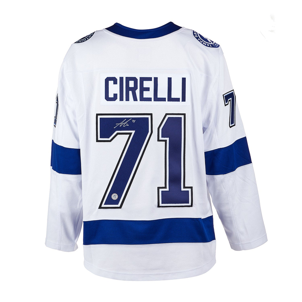 Anthony Cirelli Signed Tampa Bay Lightning White Fanatics Breakaway Jersey product image 1, provided for visual reference