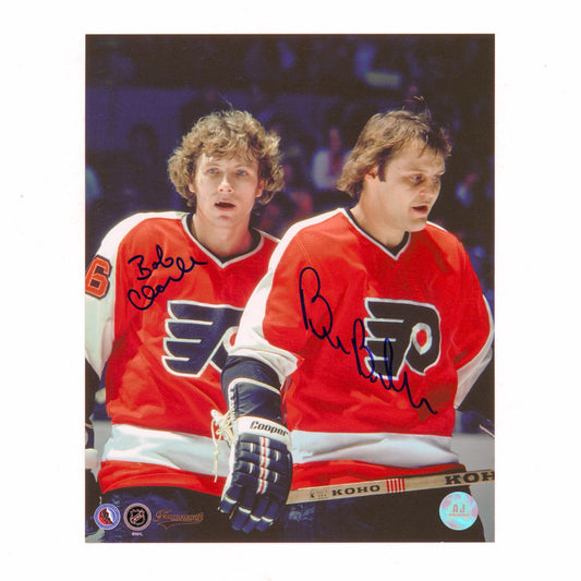 Bobby Clarke & Bill Barber Dual Signed Philadelphia Flyers Teammates 8x10 Photo product image 1, provided for visual