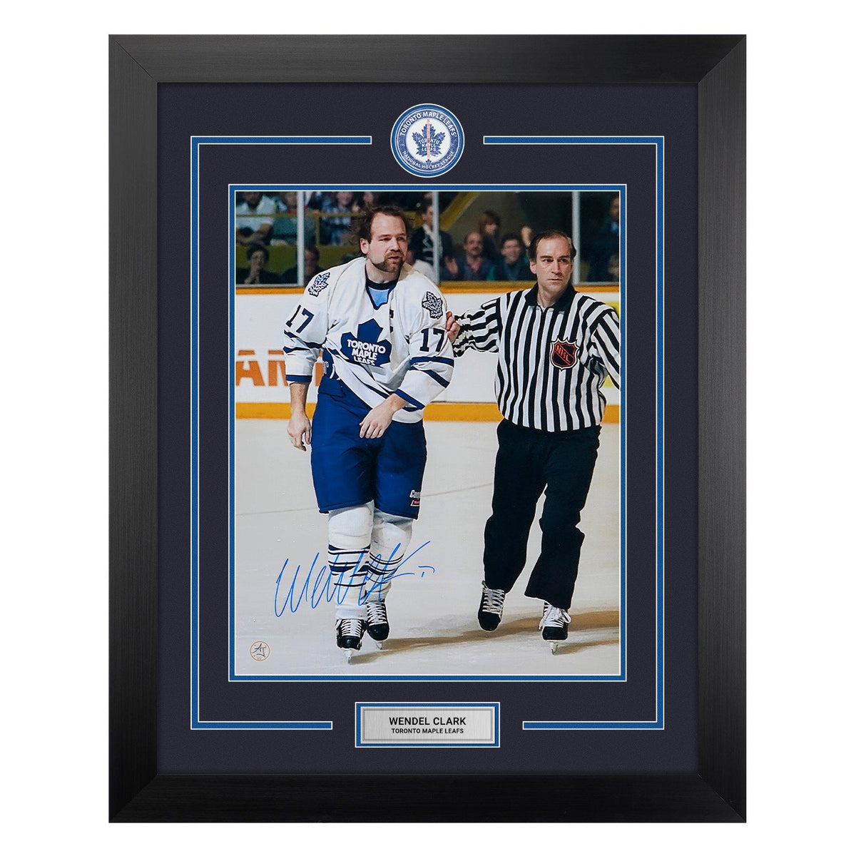 Wendel Clark Signed Toronto Maple Leafs Centre Ice Logo 26x32 Frame product image 1, provided for visual reference and