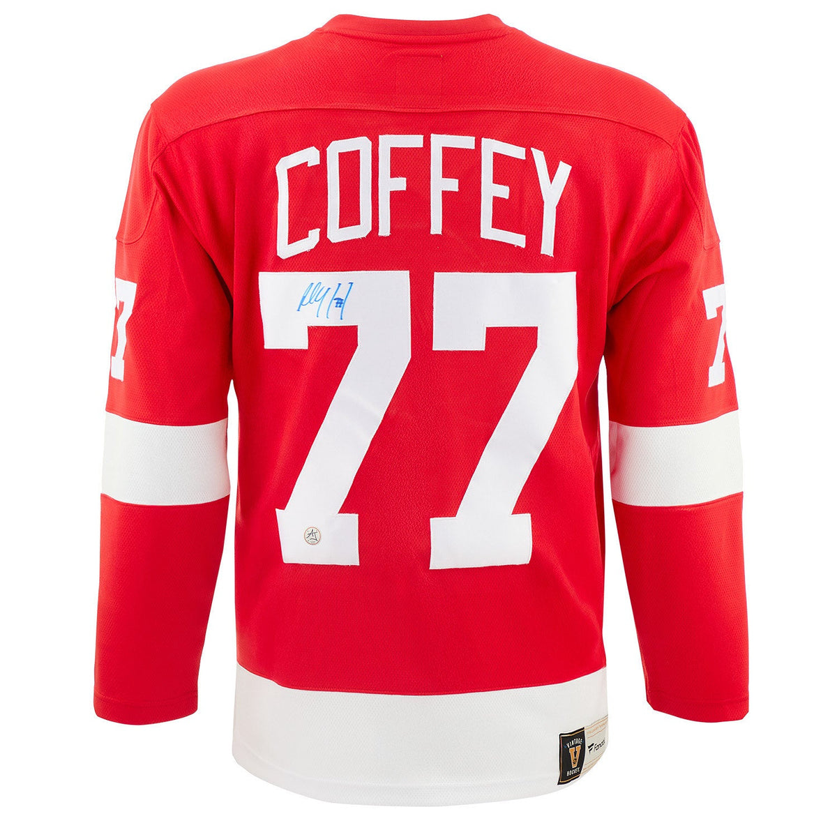 Paul Coffey Signed Detroit Red Wings Throwback Breakaway Jersey product image 1, provided for visual reference and product