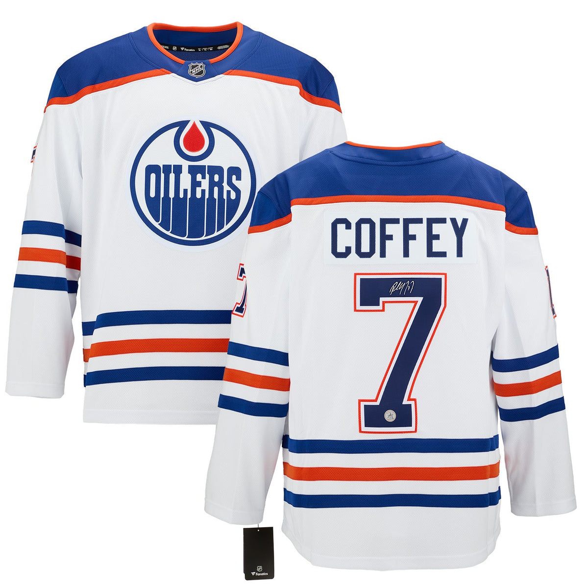 Paul Coffey Signed Edmonton Oilers White Fanatics Breakaway Jersey product image 3, provided for visual reference and