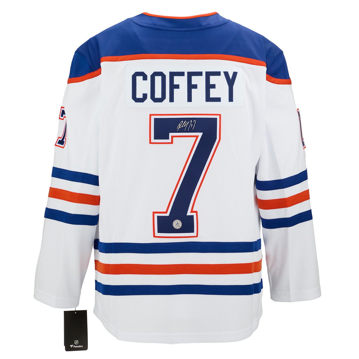 Paul Coffey Signed Edmonton Oilers White Fanatics Breakaway Jersey product image 1, provided for visual reference and