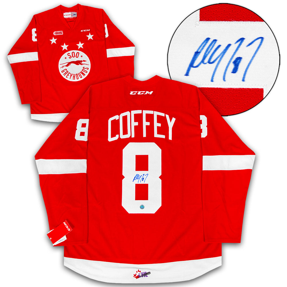 Paul Coffey Sault Ste Greyhounds Autographed CHL Hockey Jersey product image 1, provided for visual reference and product