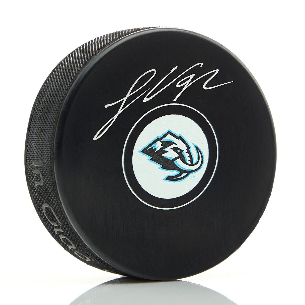 Logan Cooley Autographed Utah Mammoth Hockey Puck product image 1, provided for visual reference and product detail review