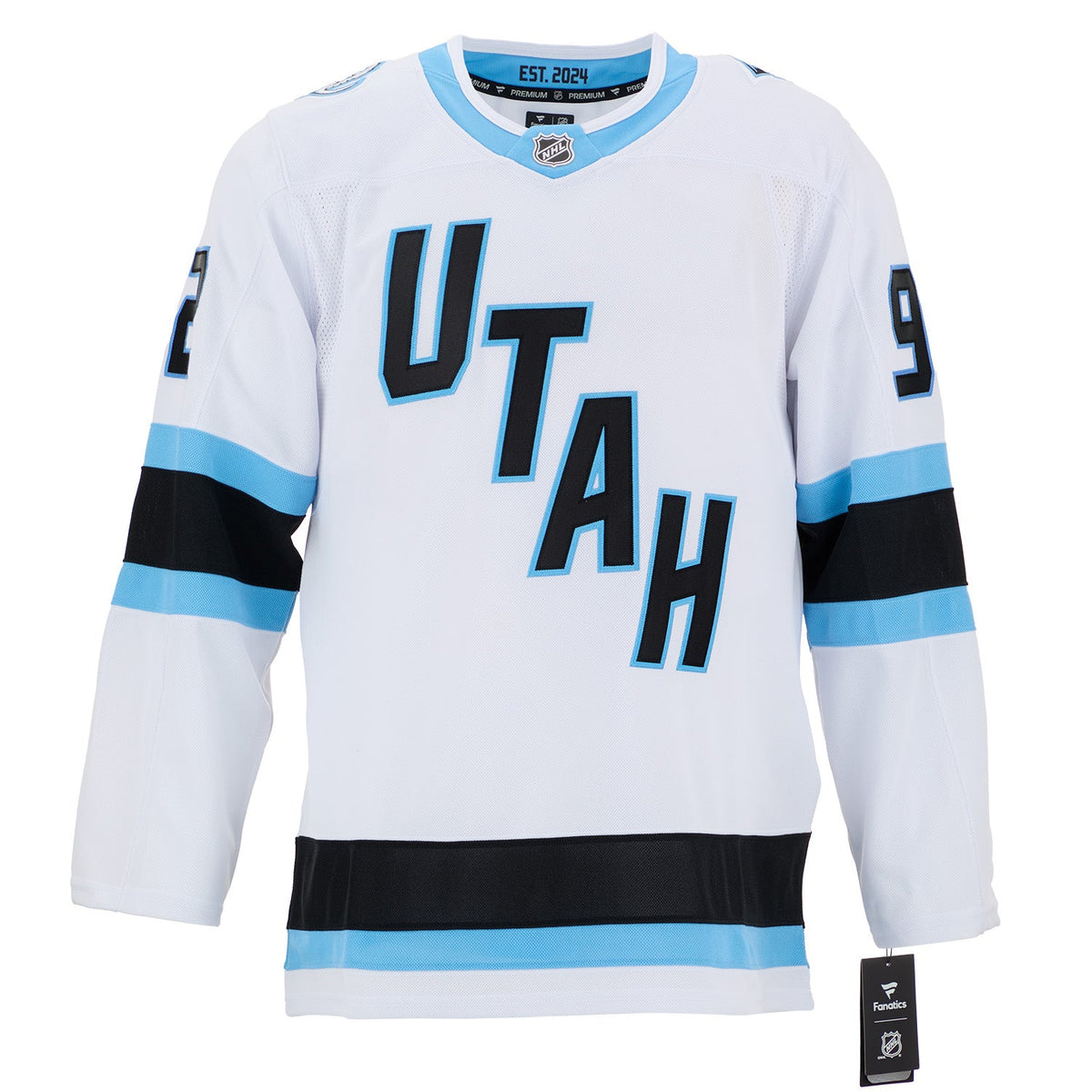 Logan Cooley Autographed Utah Mammoth White Fanatics Premium Jersey product image 2, provided for visual reference and