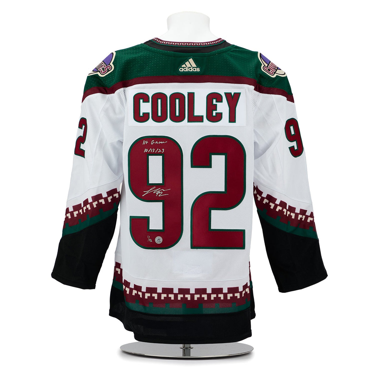 Logan Cooley Arizona Coyotes Signed & Dated 1st Game adidas Jersey #1/92 product image 1, provided for visual reference and