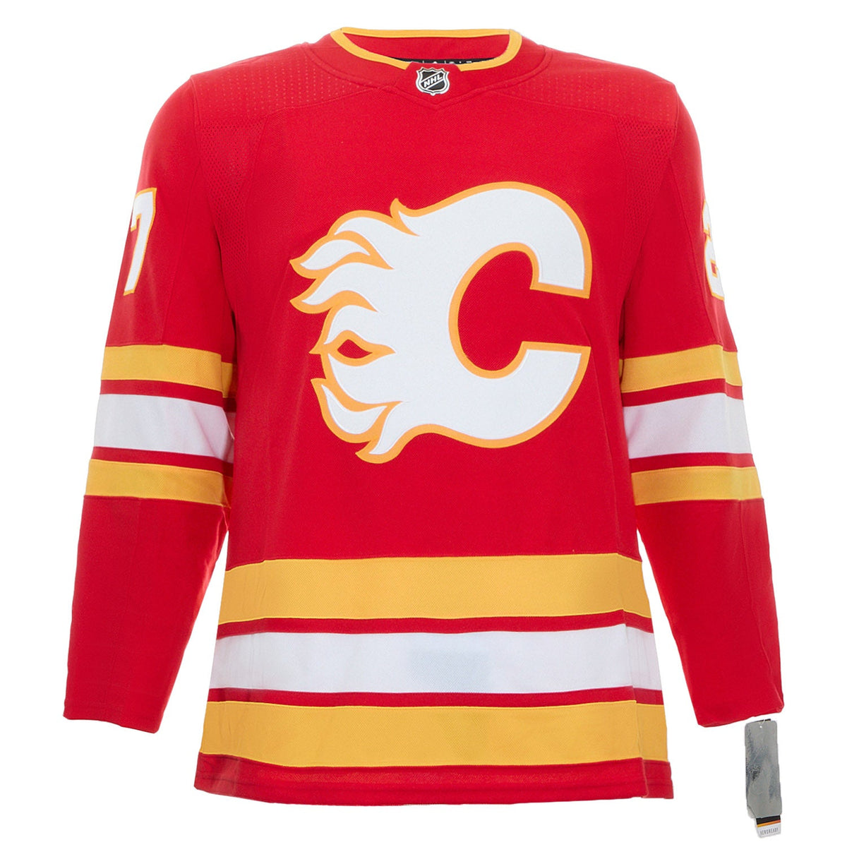 Matt Coronato Autographed Calgary Flames Roaring Fire Art Jersey #/27 product image 2, provided for visual reference and
