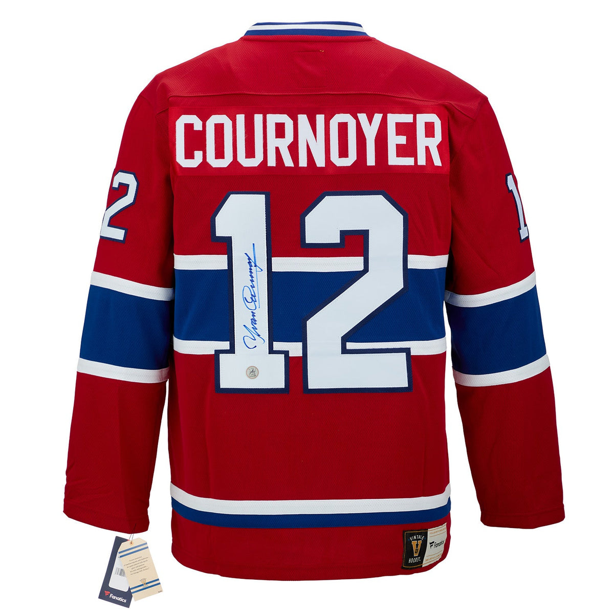 Yvan Cournoyer Autographed Montreal Canadiens Fanatics Throwback Jersey product image 1, provided for visual reference and