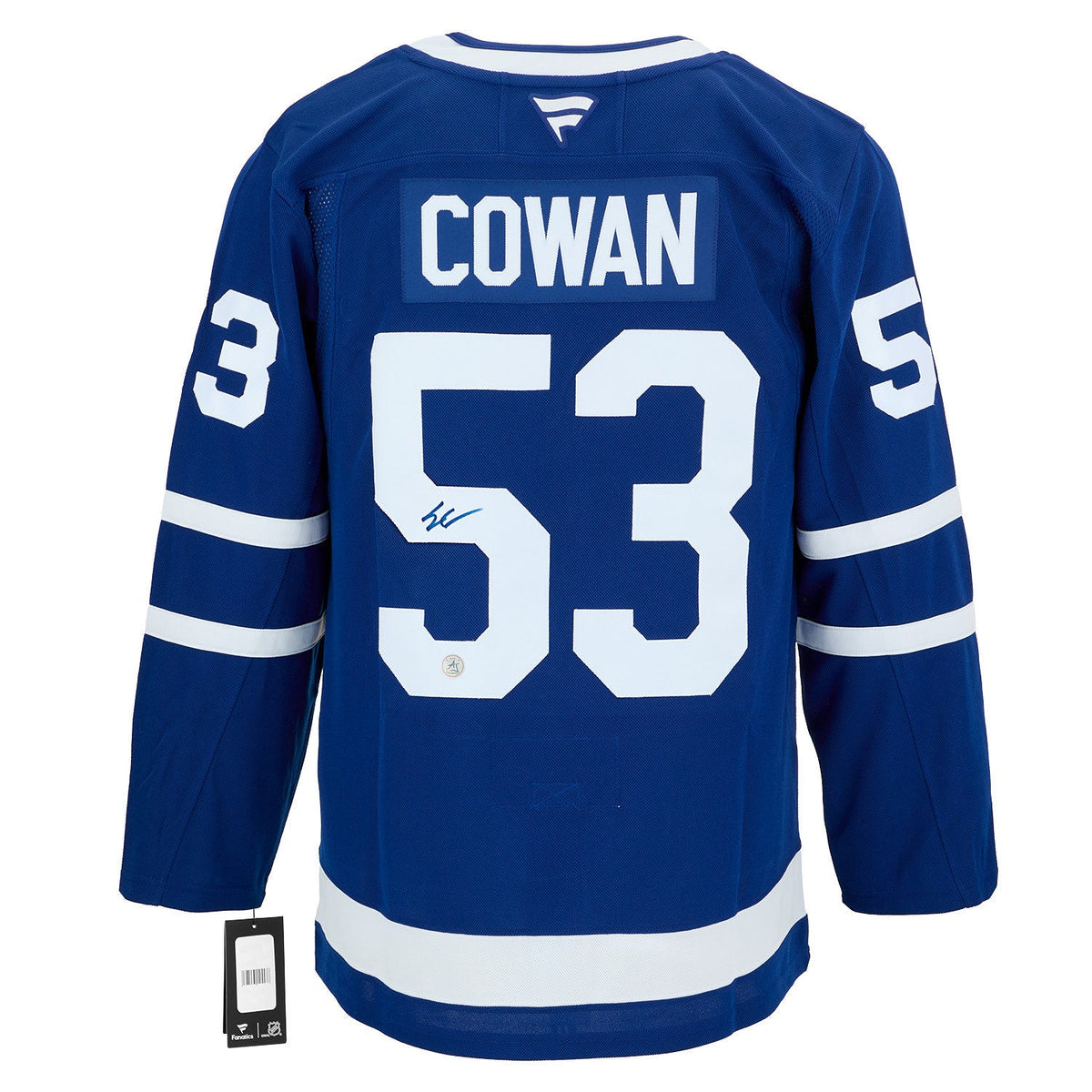 Easton Cowan Autographed Toronto Maple Leafs Fanatics Premium Jersey product image 1, provided for visual reference and