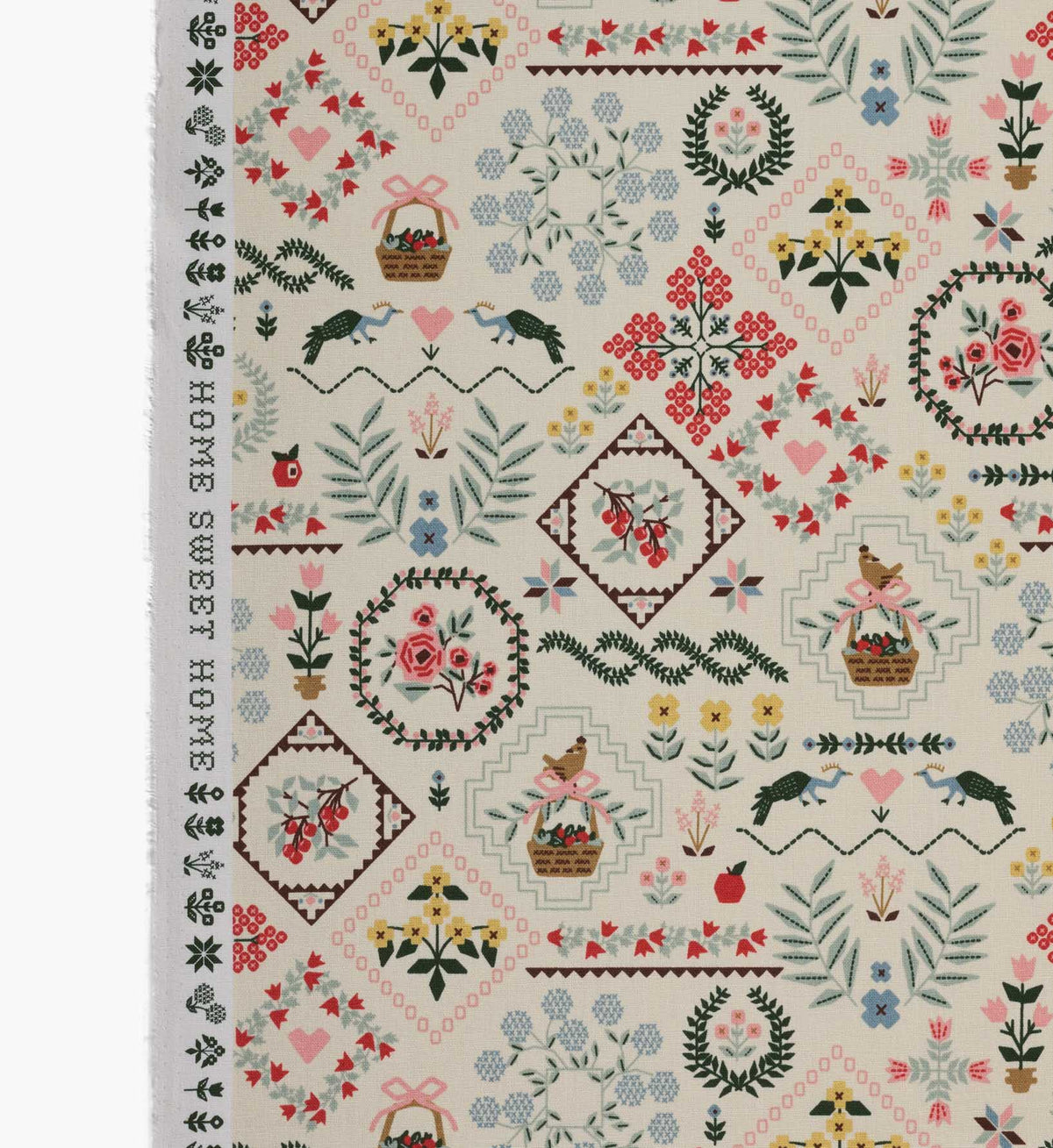 Heritage Sampler Canvas Fabric - Linen