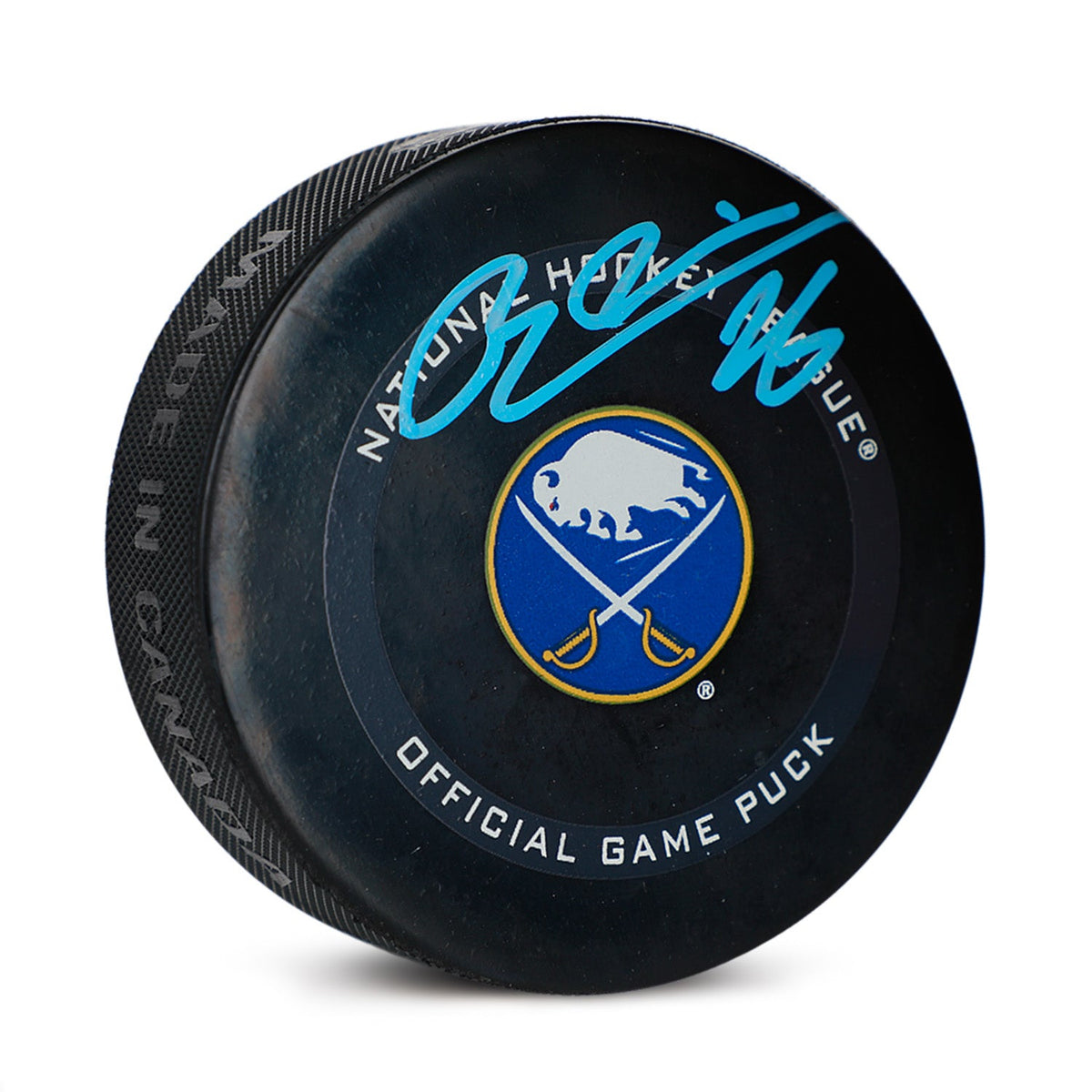 Rasmus Dahlin Autographed Buffalo Sabres Official Game Puck product image 1, provided for visual reference and product