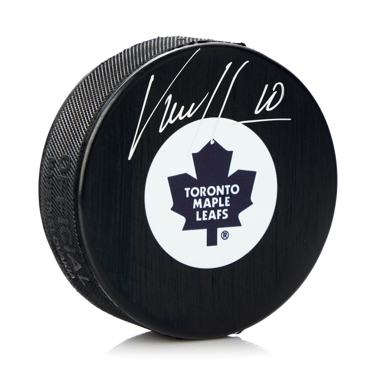 Vincent Damphousse Autographed Toronto Maple Leafs Retro Logo Puck product image 1, provided for visual reference and
