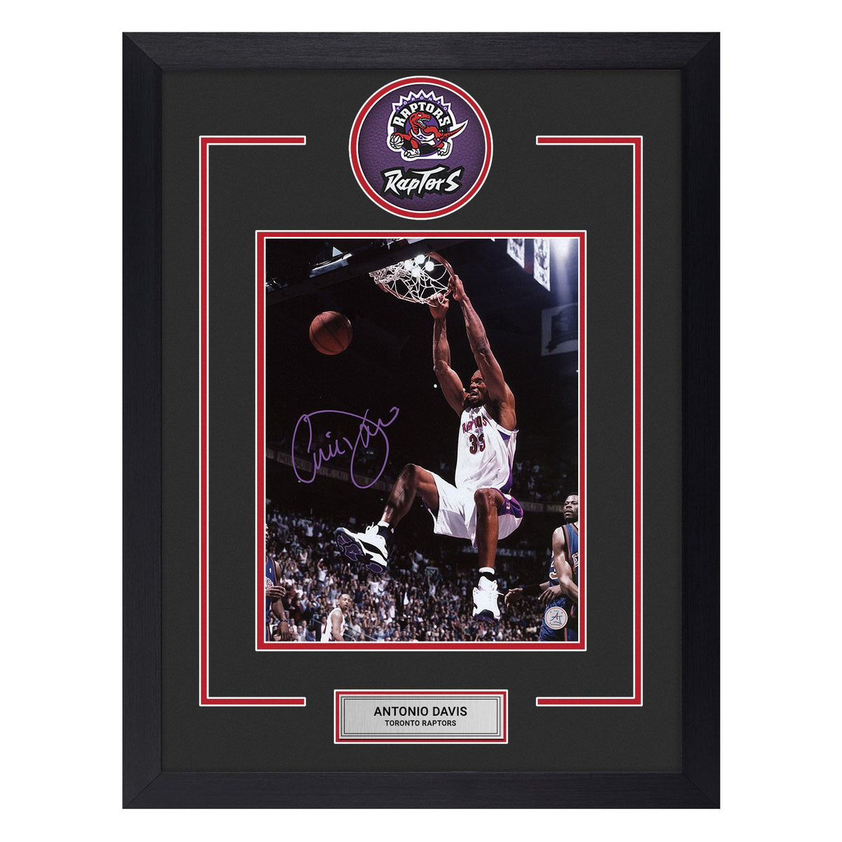Antonio Davis Autographed Toronto Raptors Slam Dunk 20x26 Frame product image 1, provided for visual reference and product