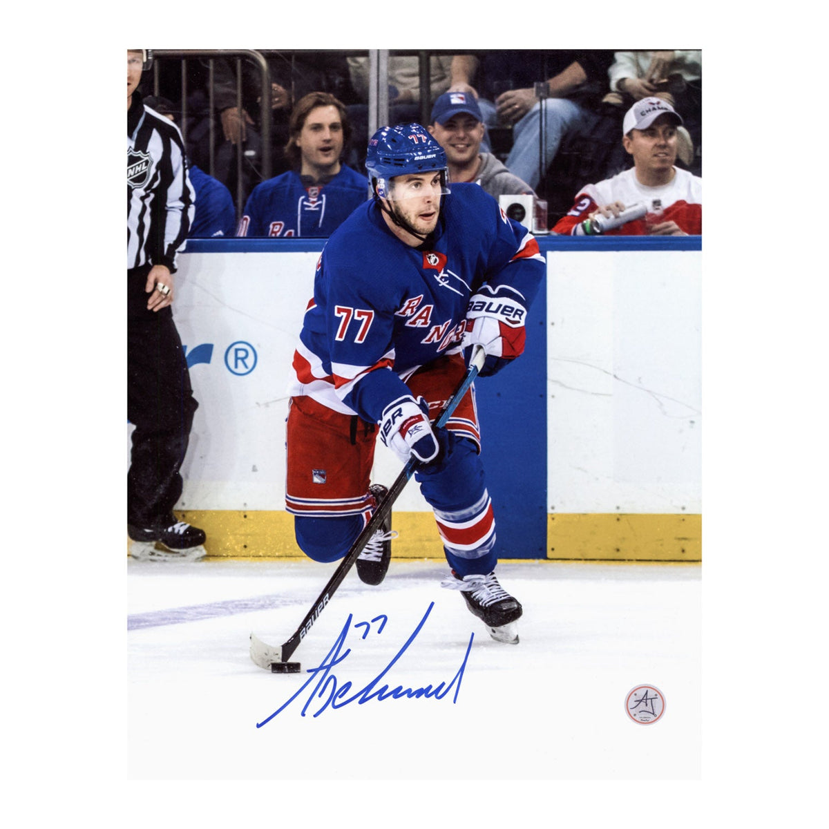 Tony DeAngelo Signed New York Rangers Puck Rush 11x14 Photo product image 1, provided for visual reference and product
