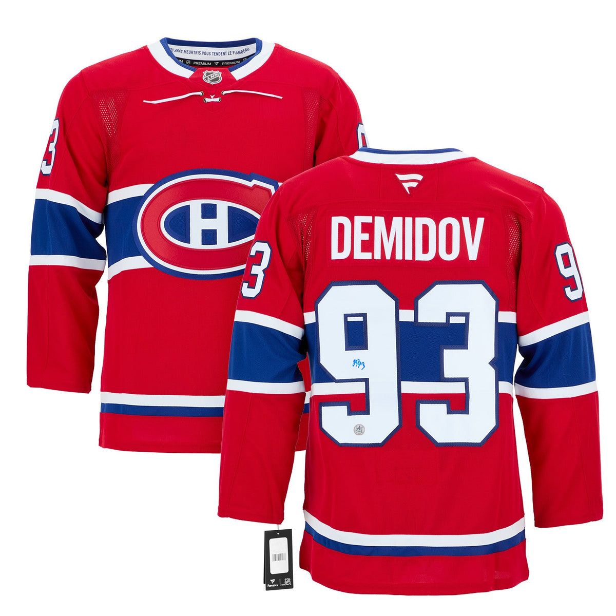 Ivan Demidov Autographed Montreal Canadiens Fanatics Premium Jersey product image 3, provided for visual reference and