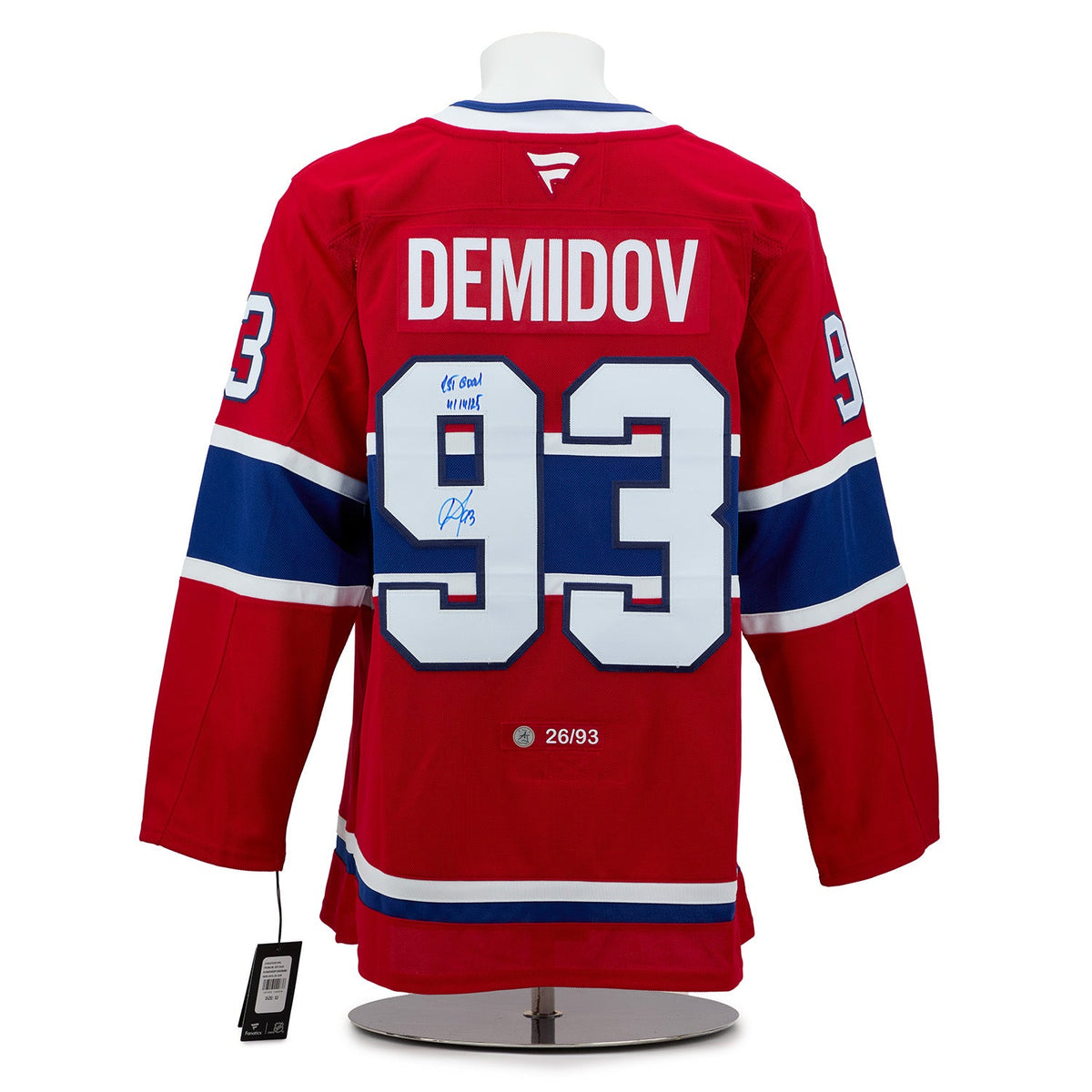 Ivan Demidov Montreal Canadiens Signed 1st Goal Fanatics Premium Jersey #26/93 product image 1, provided for visual