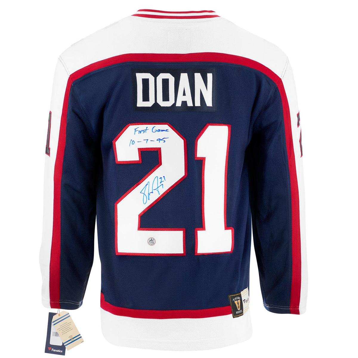 Shane Doan Winnipeg Jets Signed & Dated 1st Game Fanatics Throwback Jersey product image 1, provided for visual reference
