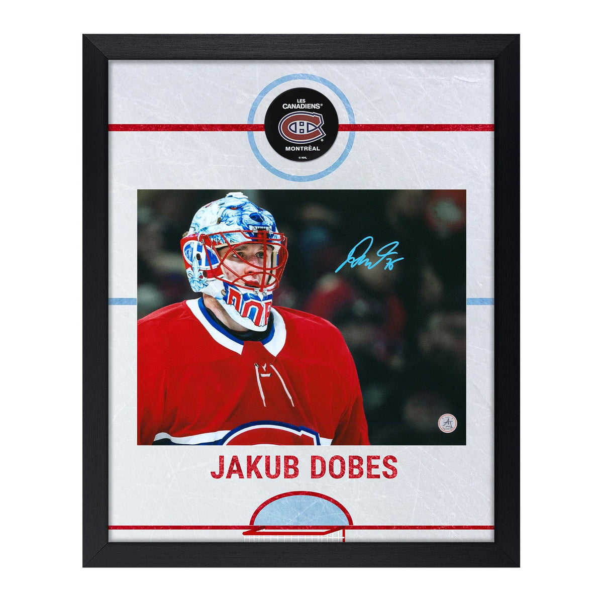 Jakub Dobes Signed Montreal Canadiens Graphic Rink 18x22 Frame product image 1, provided for visual reference and product