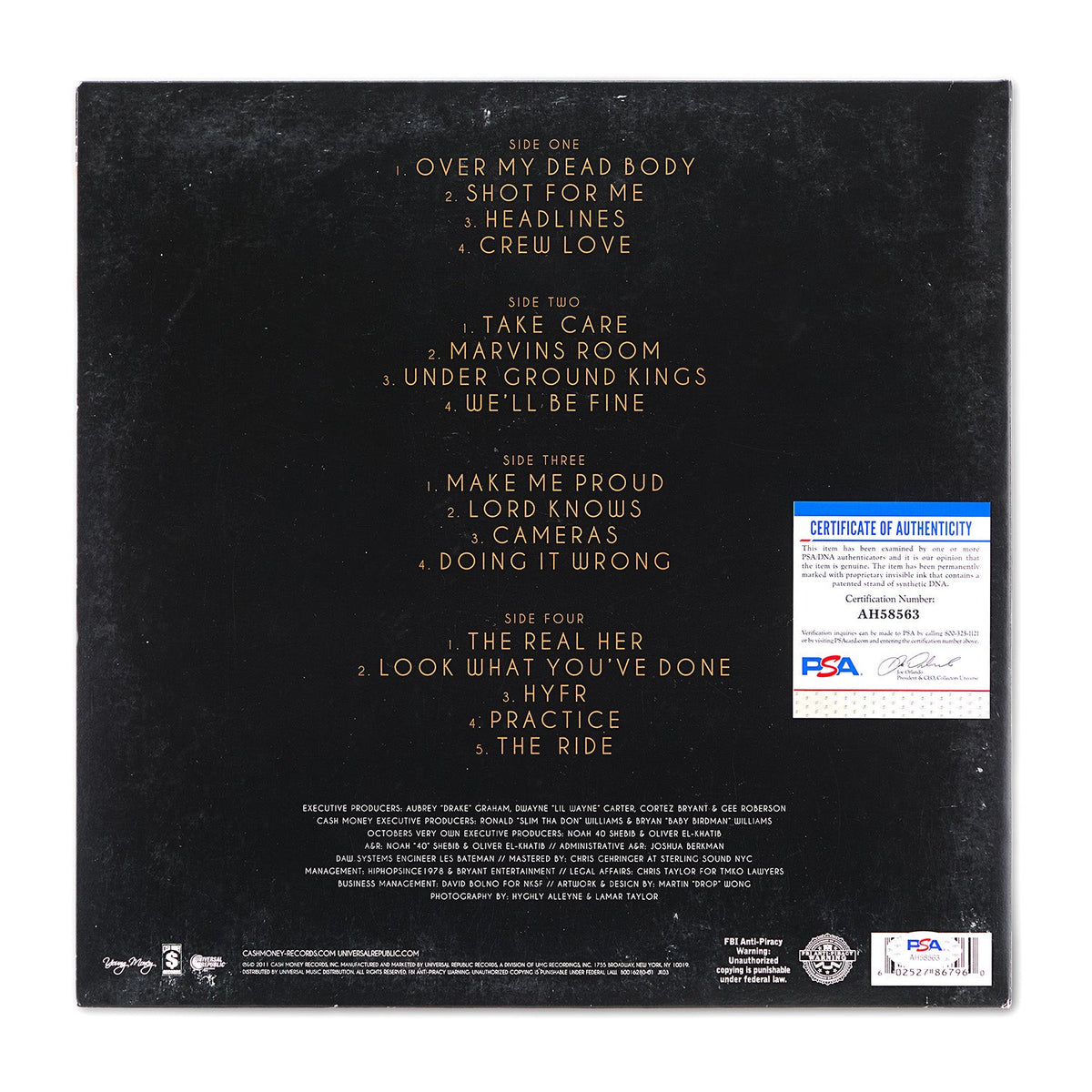 Drake Signed Take Care Record Album With PSA COA product image 2, provided for visual reference and product detail review
