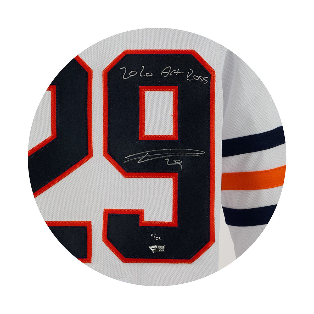 Leon Draisaitl Edmonton Oilers Signed 2020 Art Ross White adidas Jersey #11/29 product image 3, provided for visual