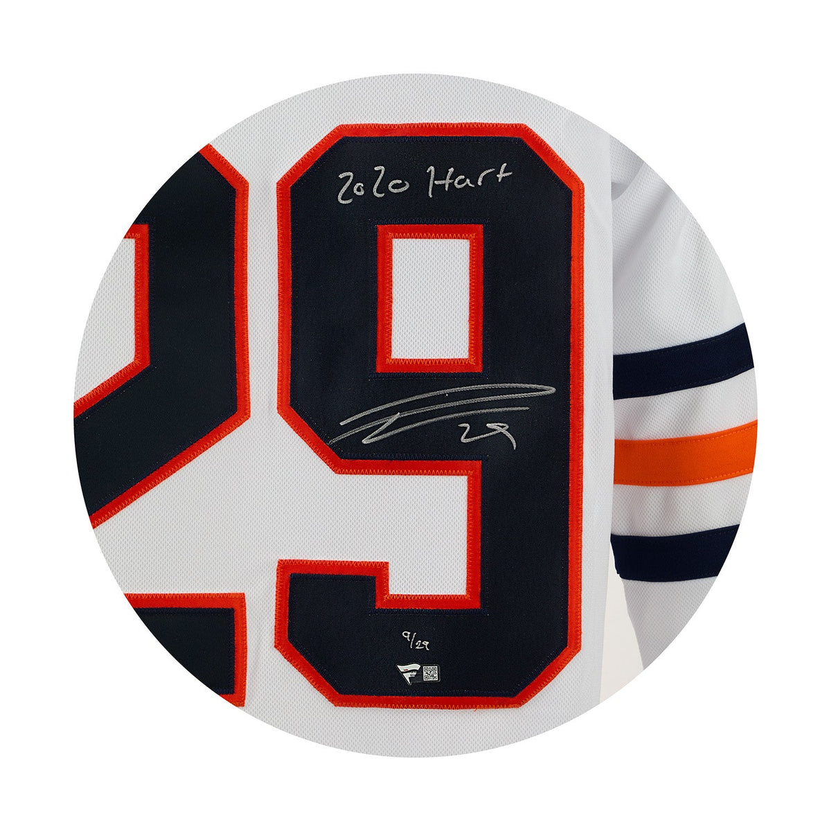 Leon Draisaitl Edmonton Oilers Signed 2020 Hart White adidas Jersey #9/29 product image 3, provided for visual reference and