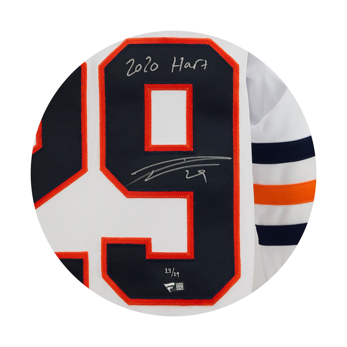 Leon Draisaitl Edmonton Oilers Signed 2020 Hart White adidas Jersey #23/29 product image 3, provided for visual reference