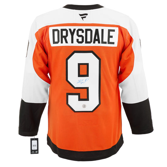 Jamie Drysdale Autographed Philadelphia Flyers Fanatics Premium Jersey product image 1, provided for visual reference and