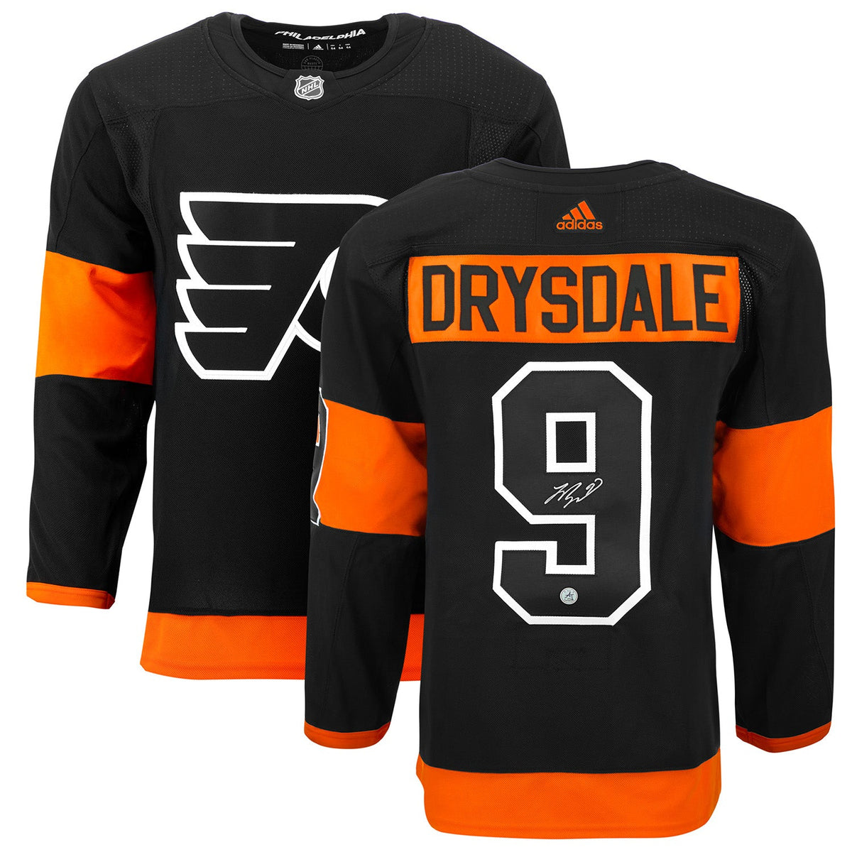 Jamie Drysdale Autographed Philadelphia Flyers Alternate Black adidas Jersey product image 3, provided for visual reference