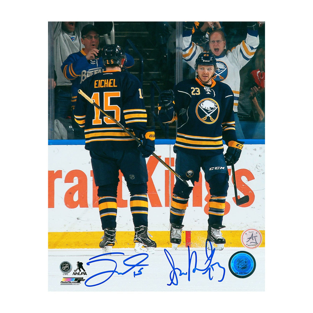 Jack Eichel & Sam Reinhart Dual Signed Buffalo Sabres Rookies 8x10 Photo product image 1, provided for visual reference and