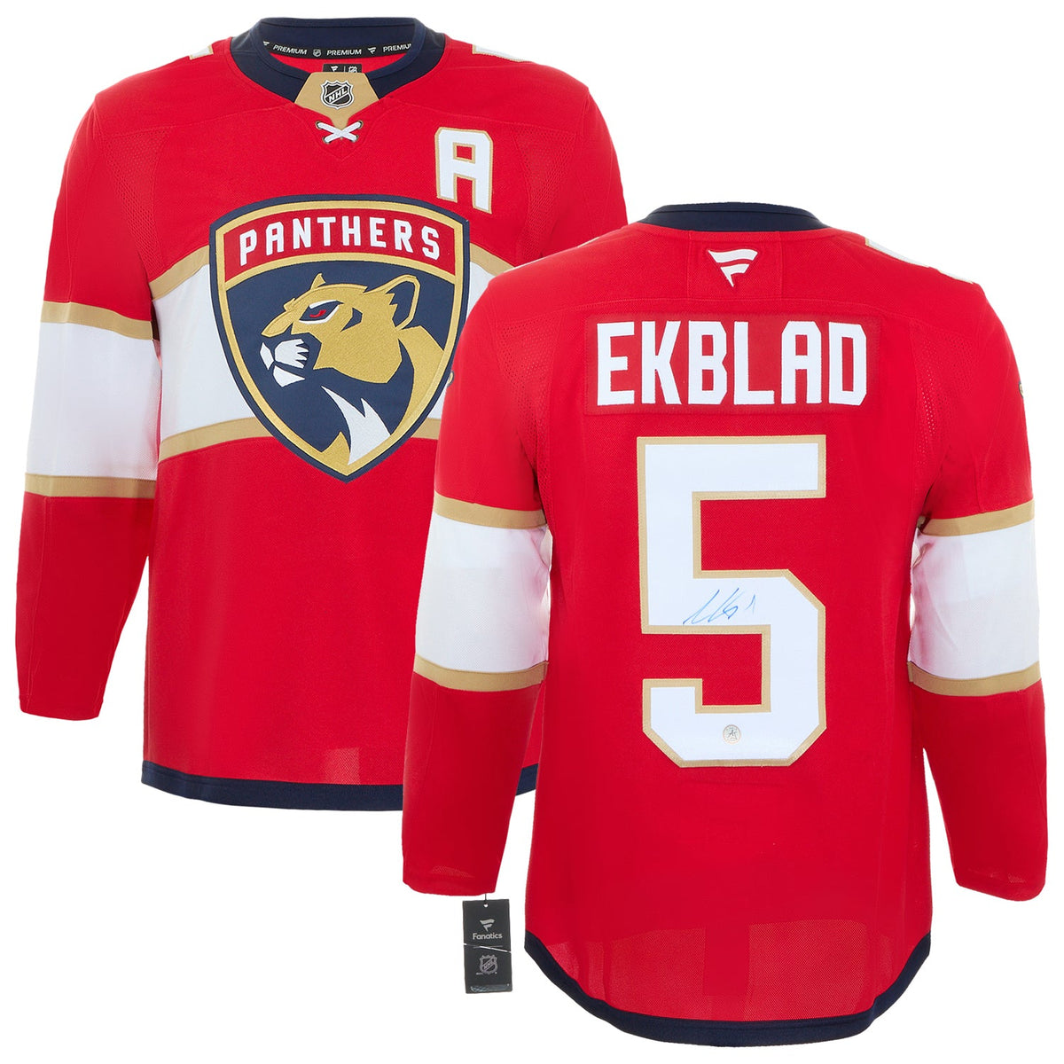 Aaron Ekblad Autographed Florida Panthers Fanatics Premium Jersey product image 3, provided for visual reference and product