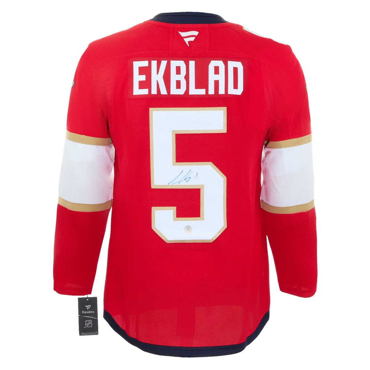 Aaron Ekblad Autographed Florida Panthers Fanatics Premium Jersey product image 1, provided for visual reference and product