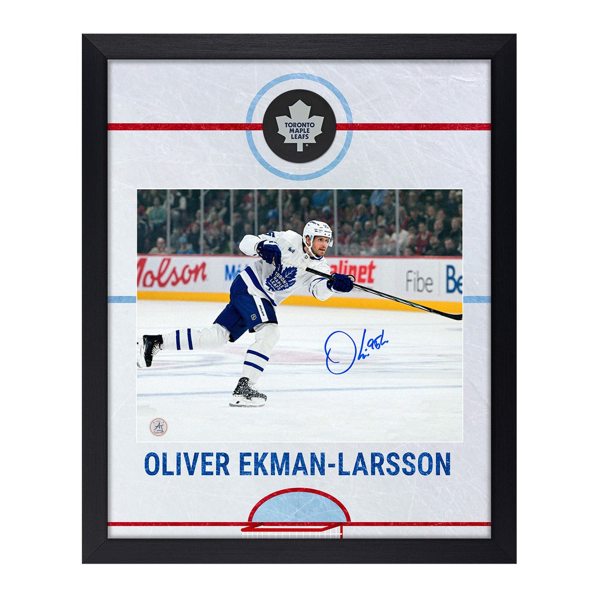Oliver Ekman-Larsson Signed Toronto Maple Leafs Graphic Rink 19x23 Frame product image 1, provided for visual reference and