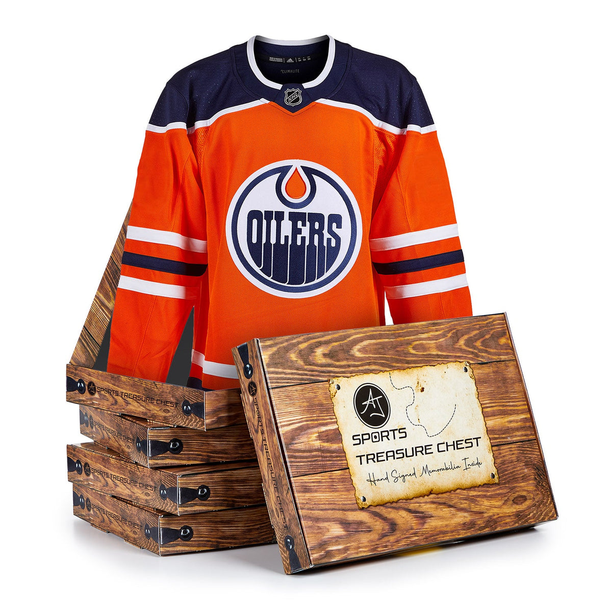 AJ Sports Edmonton Hockey Mystery Collectible Fan Chest product image 1, provided for visual reference and product detail
