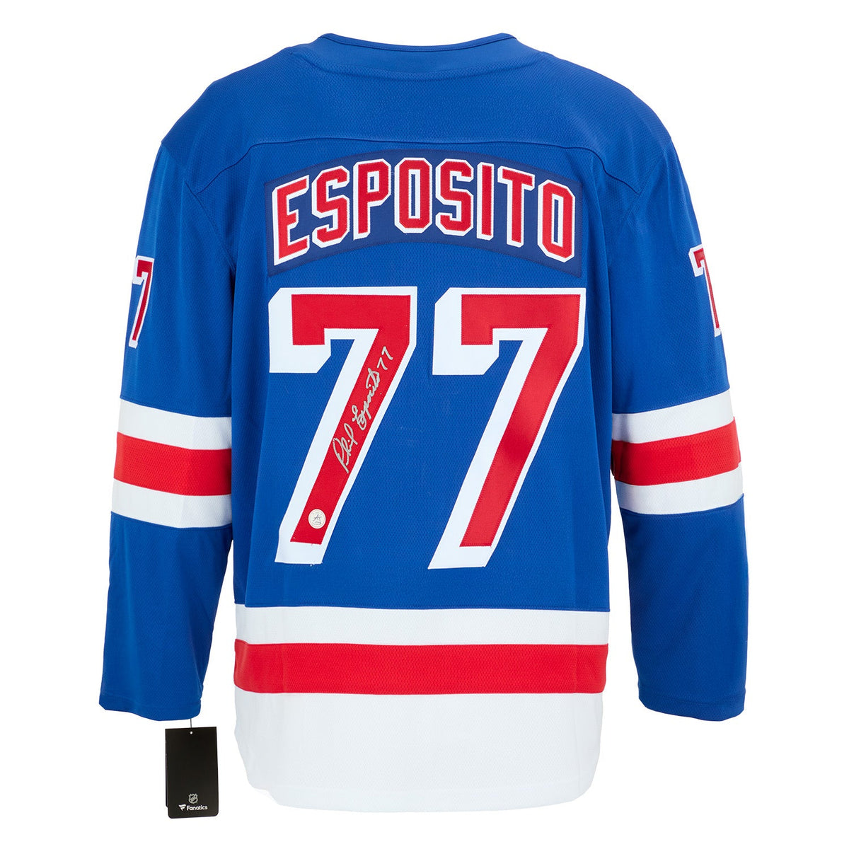 Phil Esposito Signed New York Rangers Fanatics Breakaway Jersey product image 1, provided for visual reference and product
