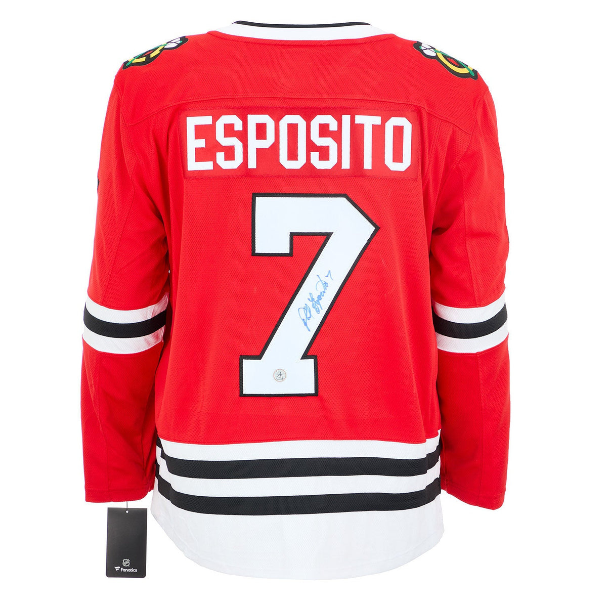 Phil Esposito Signed Chicago Blackhawks Fanatics Breakaway Jersey product image 1, provided for visual reference and product
