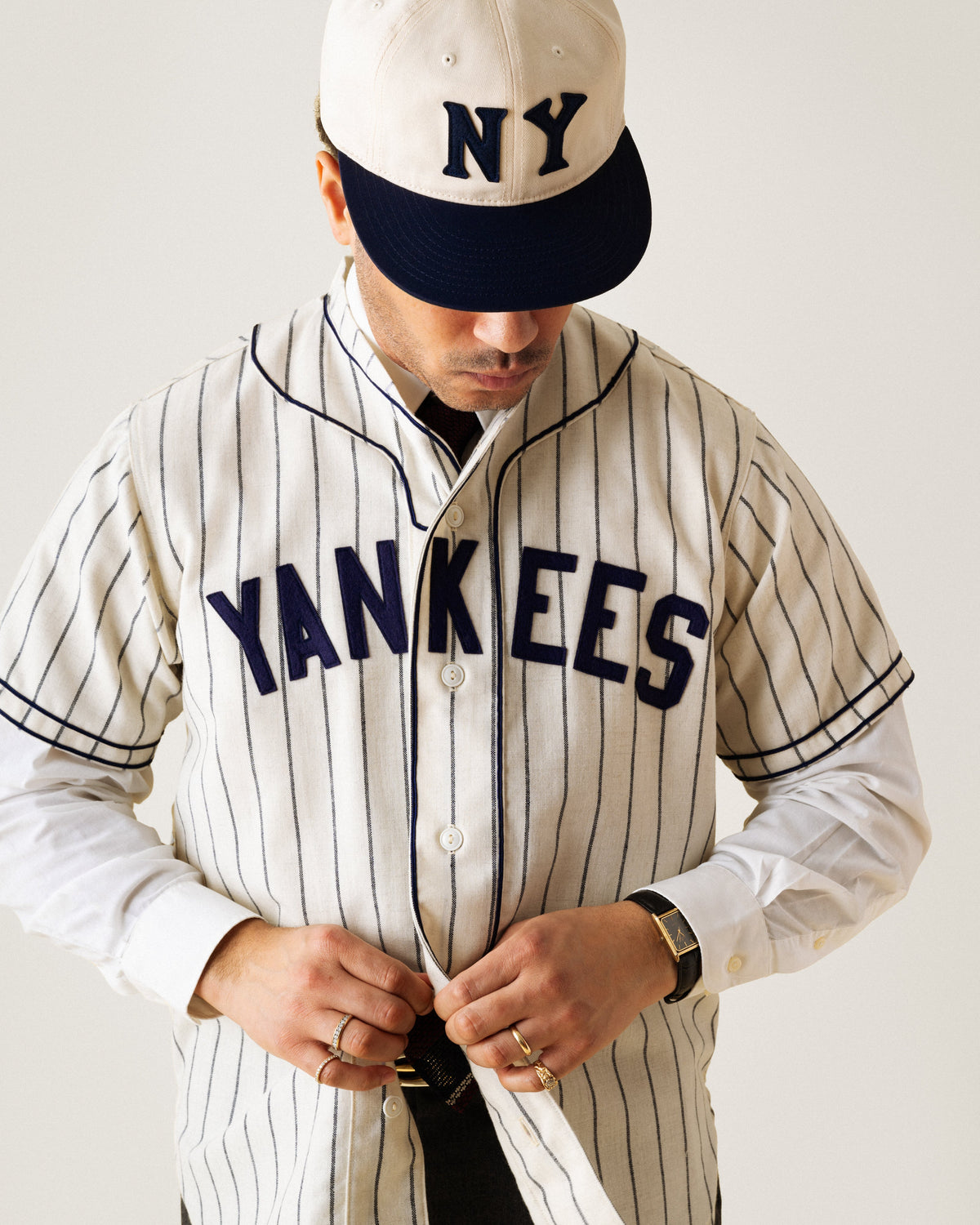 New York Black Yankees 1935 Authentic Wool Home Baseball Jersey product image 3, provided for visual reference and product