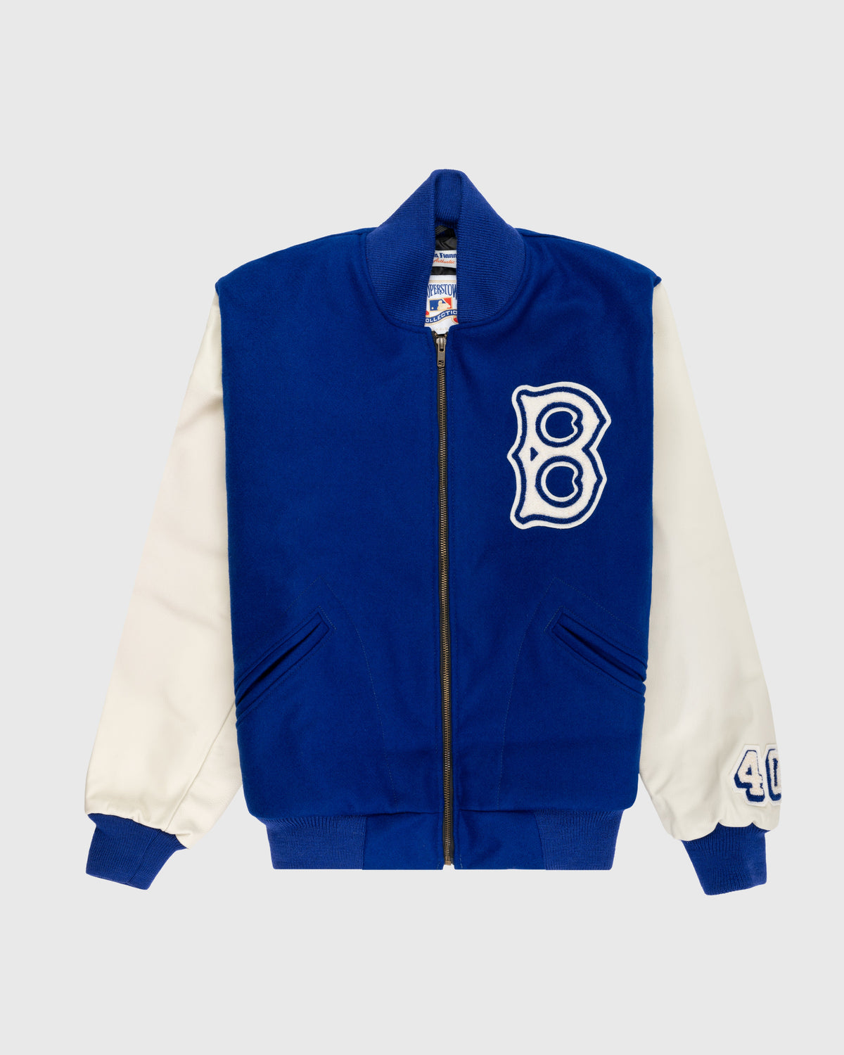 Brooklyn Dodgers 1940 Authentic Wool & Leather Varsity Jacket product image 1, provided for visual reference and product