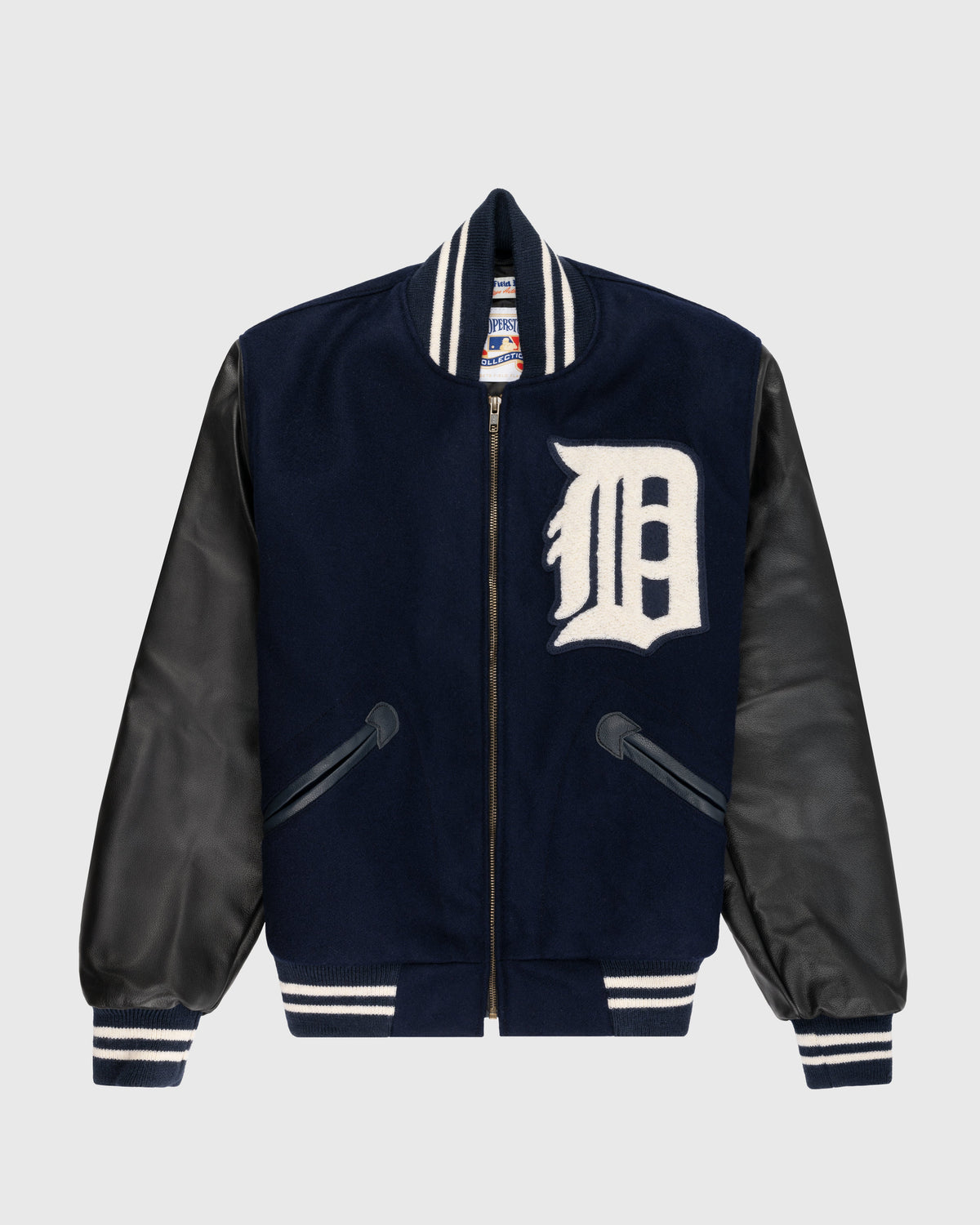 Detroit Tigers 1955 Authentic Wool & Leather Varsity Jacket product image 1, provided for visual reference and product